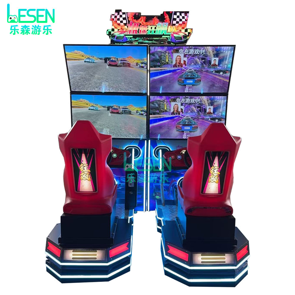 Extreme Speed Blitz Racing Simulator Arcade Machine | 4-Screen Motion Driving Game