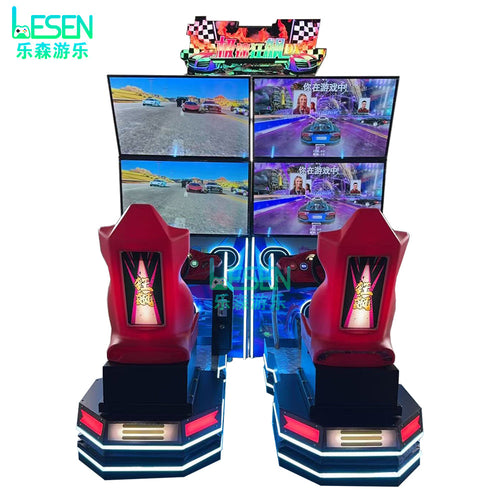 Extreme Speed Blitz Racing Simulator Arcade Machine | 4-Screen Motion Driving Game