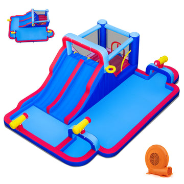 Costway Inflatable Bounce House Water Park 2 Slides 3 Cannons 680W Blower 26853149 New