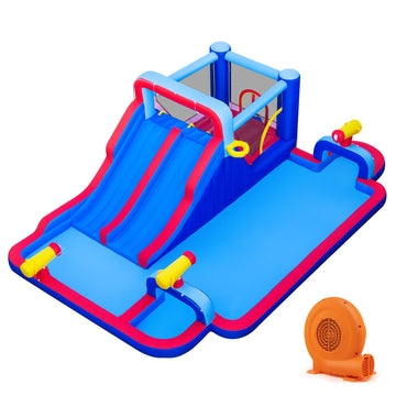 Costway Inflatable Bounce House Water Park 2 Slides 3 Cannons 680W Blower 26853149 New