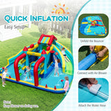 Costway Inflatable Double Water Slide Park w/ 750W Blower Obstacle Course 23155331 New