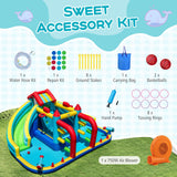 Costway Inflatable Double Water Slide Park w/ 750W Blower Obstacle Course 23155331 New