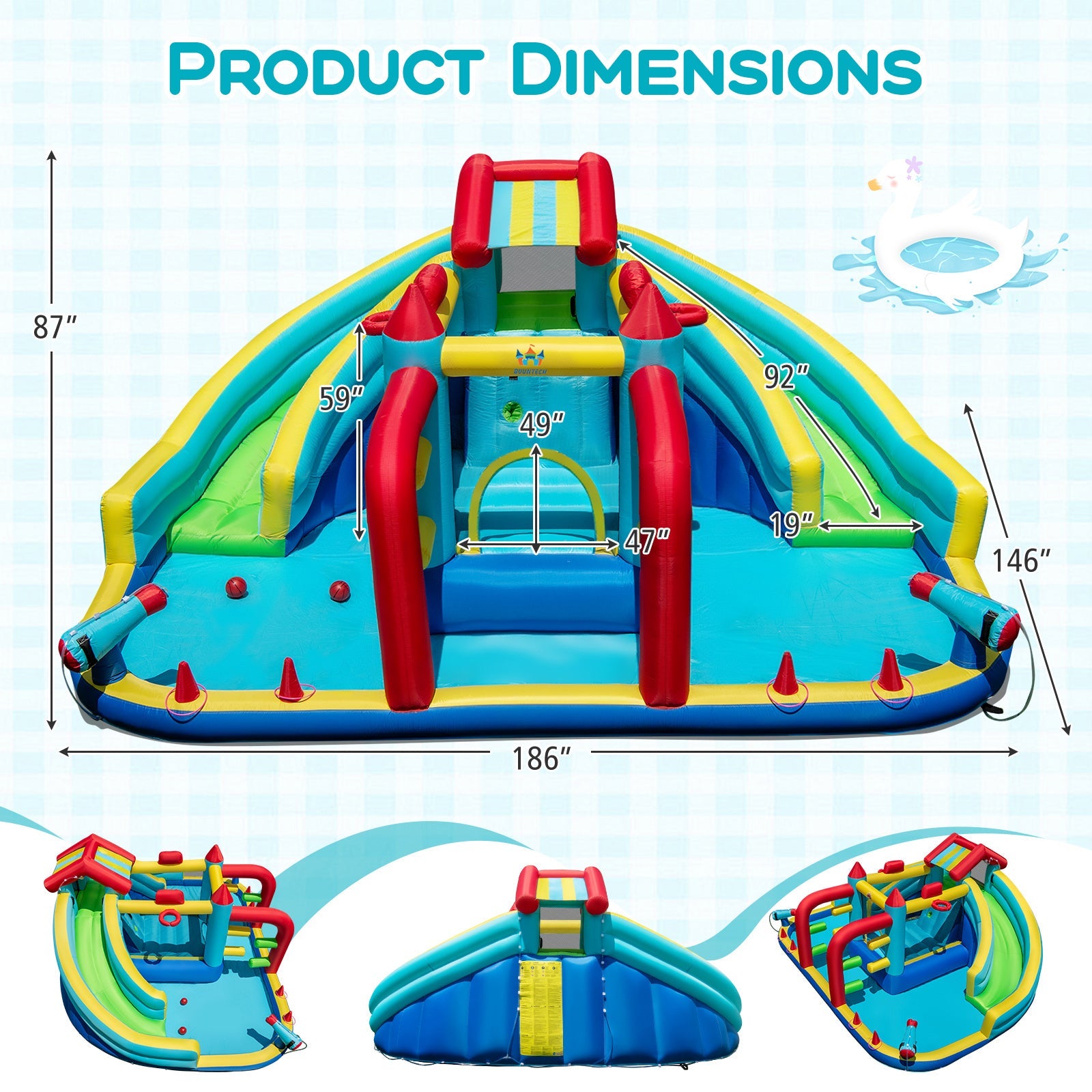 Costway Inflatable Double Water Slide Park w/ 750W Blower Obstacle Course 23155331 New