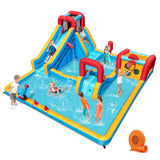 Costway 9-in-1 Inflatable Double Water Slide Park Bounce House w/ 750W Blower 723958164 New