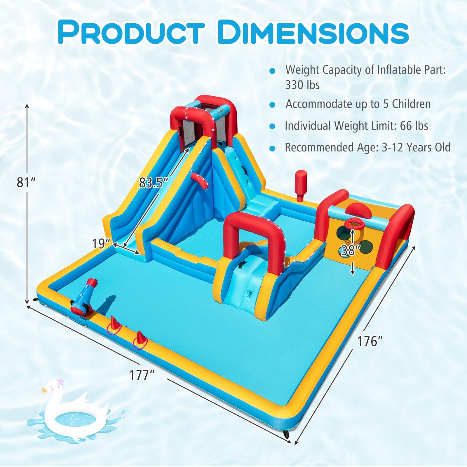 Costway 9-in-1 Inflatable Double Water Slide Park Bounce House w/ 750W Blower 723958164 New