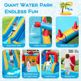 Costway 9-in-1 Inflatable Double Water Slide Park Bounce House w/ 750W Blower 723958164 New