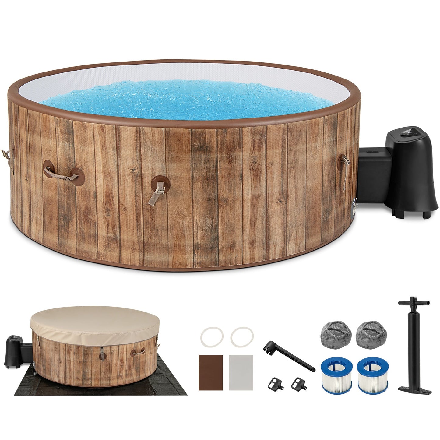 Costway 72" Inflatable Hot Tub Spa w/ 120 Air Jets Heater Pump 4-6 Person 41623857 New