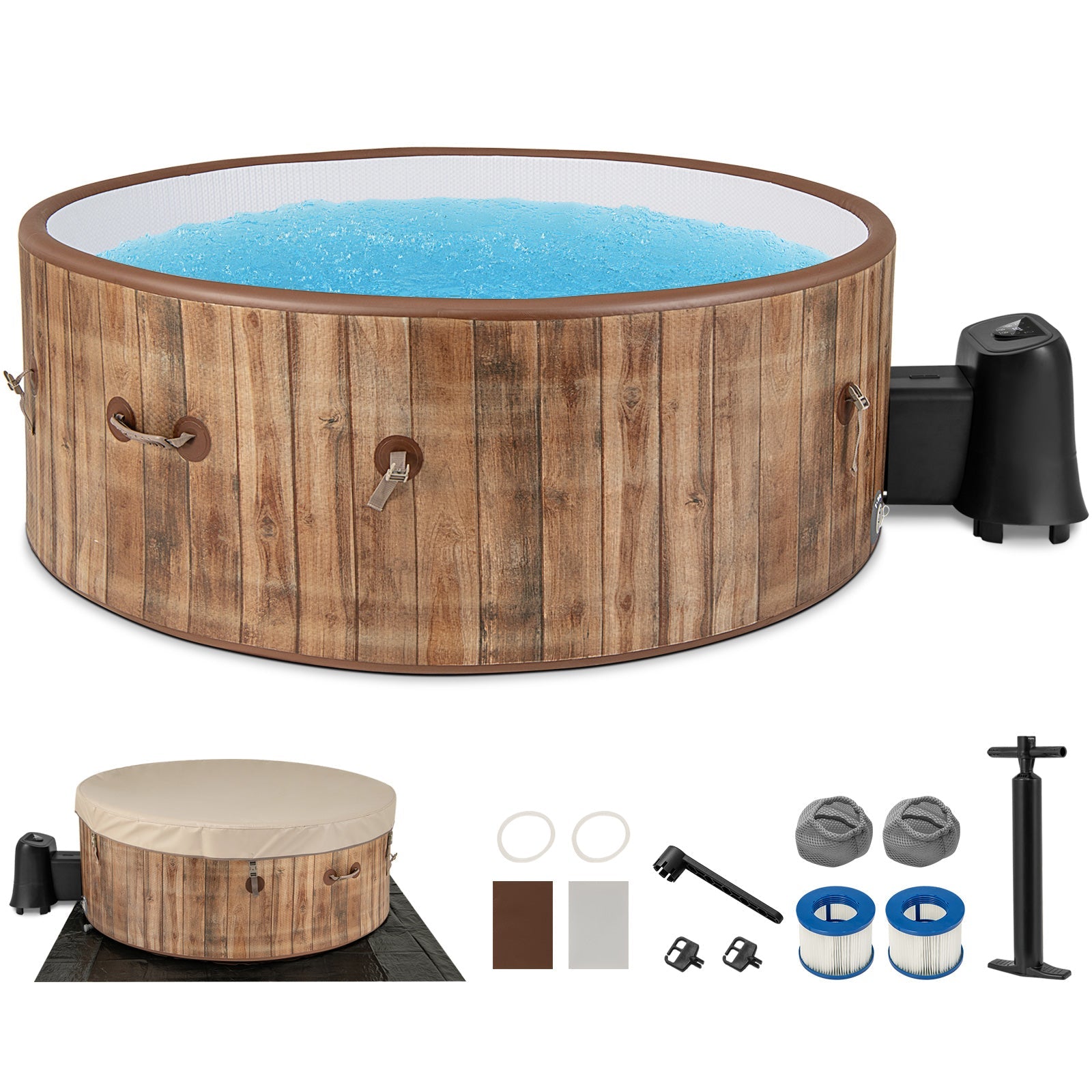 Costway 72" Inflatable Hot Tub Spa w/ 120 Air Jets Heater Pump 4-6 Person 41623857 New