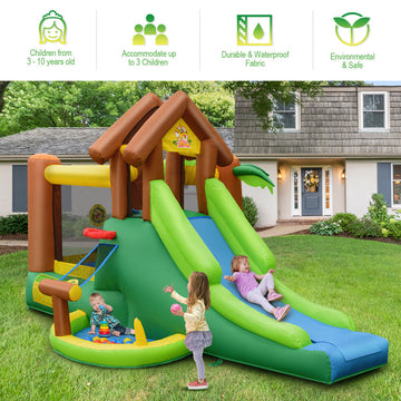 Costway Kids Jungle Bounce House Castle w/ 680W Blower 53286497 New
