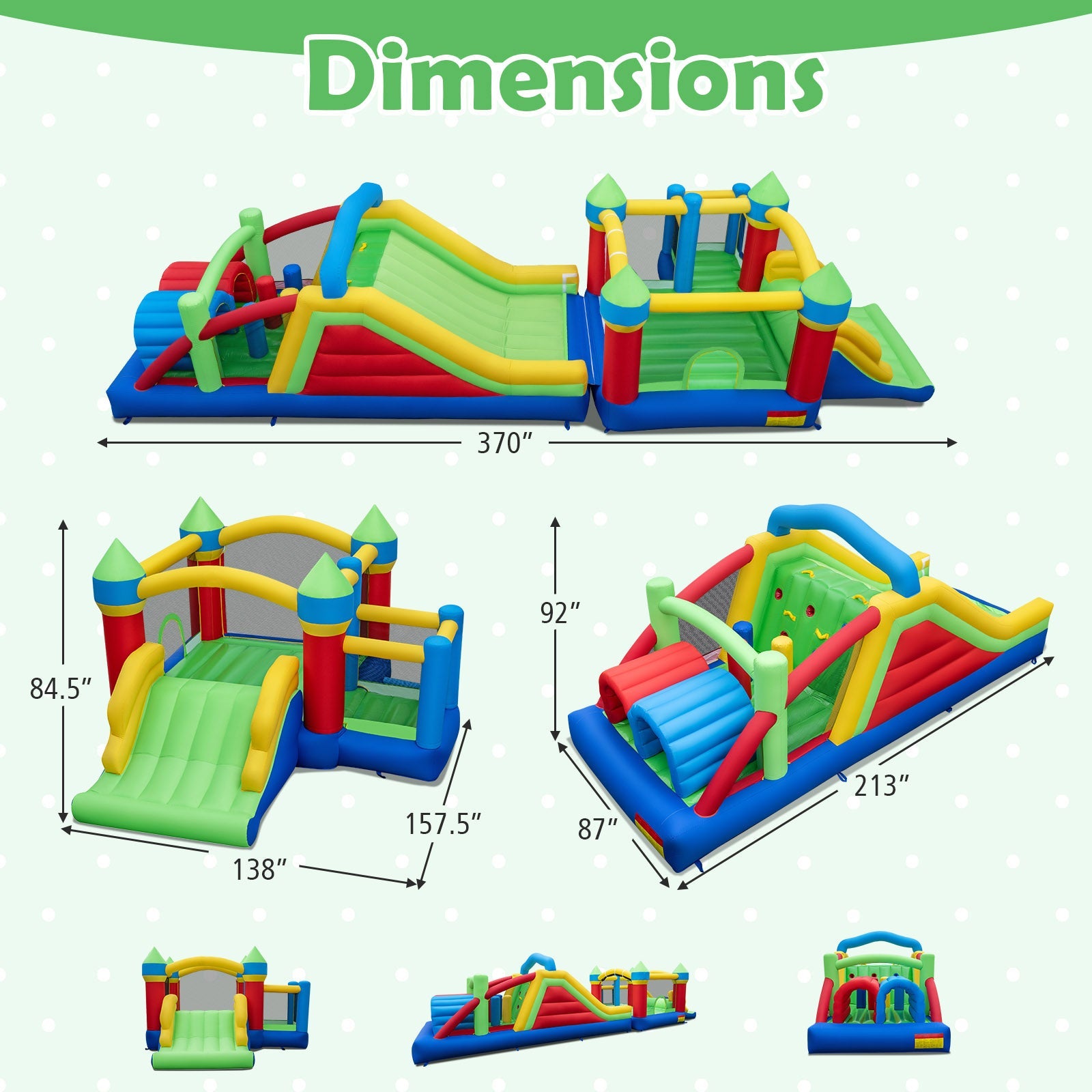 Costway Inflatable Obstacle Course Bounce House Dual Slides Tunnels 274918356 New