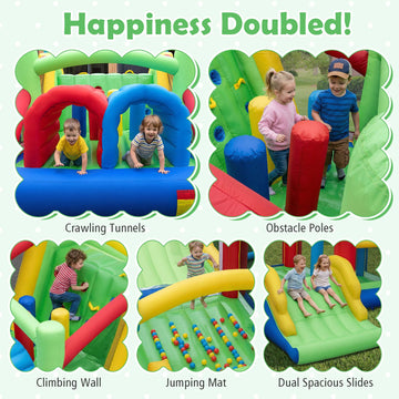 Costway Inflatable Obstacle Course Bounce House Dual Slides 2 680W Blower 861754293 New