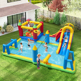 Costway 9-in-1 Inflatable Water Slide Bounce House w/ 750W Blower 76365037 New