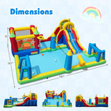 Costway 9-in-1 Inflatable Water Slide Bounce House w/ 750W Blower 76365037 New