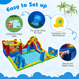 Costway 9-in-1 Inflatable Water Slide Bounce House w/ 780W Blower 70270949 New