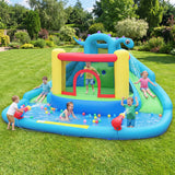 Costway Dinosaur Kids Inflatable Bounce House Water Park Double Slides 750W Blower 88214674 New