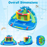 Costway Dinosaur Kids Inflatable Bounce House Water Park Double Slides 750W Blower 88214674 New