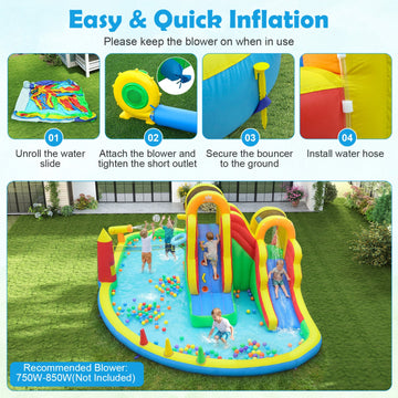 Costway Inflatable Water Slide Park 2 Long Slides Climbing Walls 23405719 New
