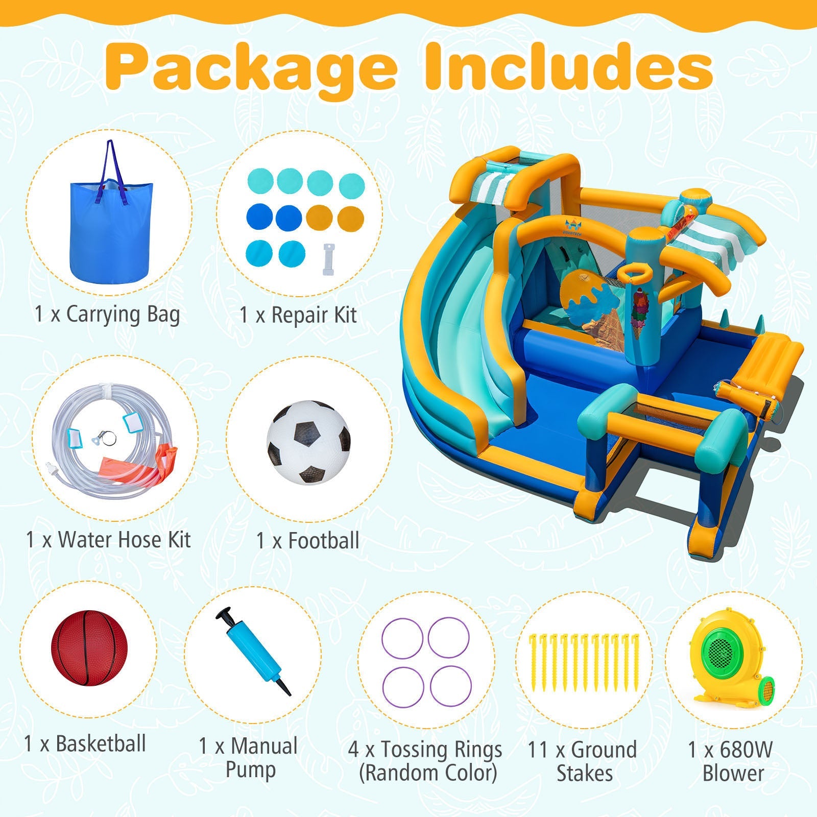 Costway Inflatable Water Slide Bounce House Kids Jump Castle w/ 680W Blower 278369514 New