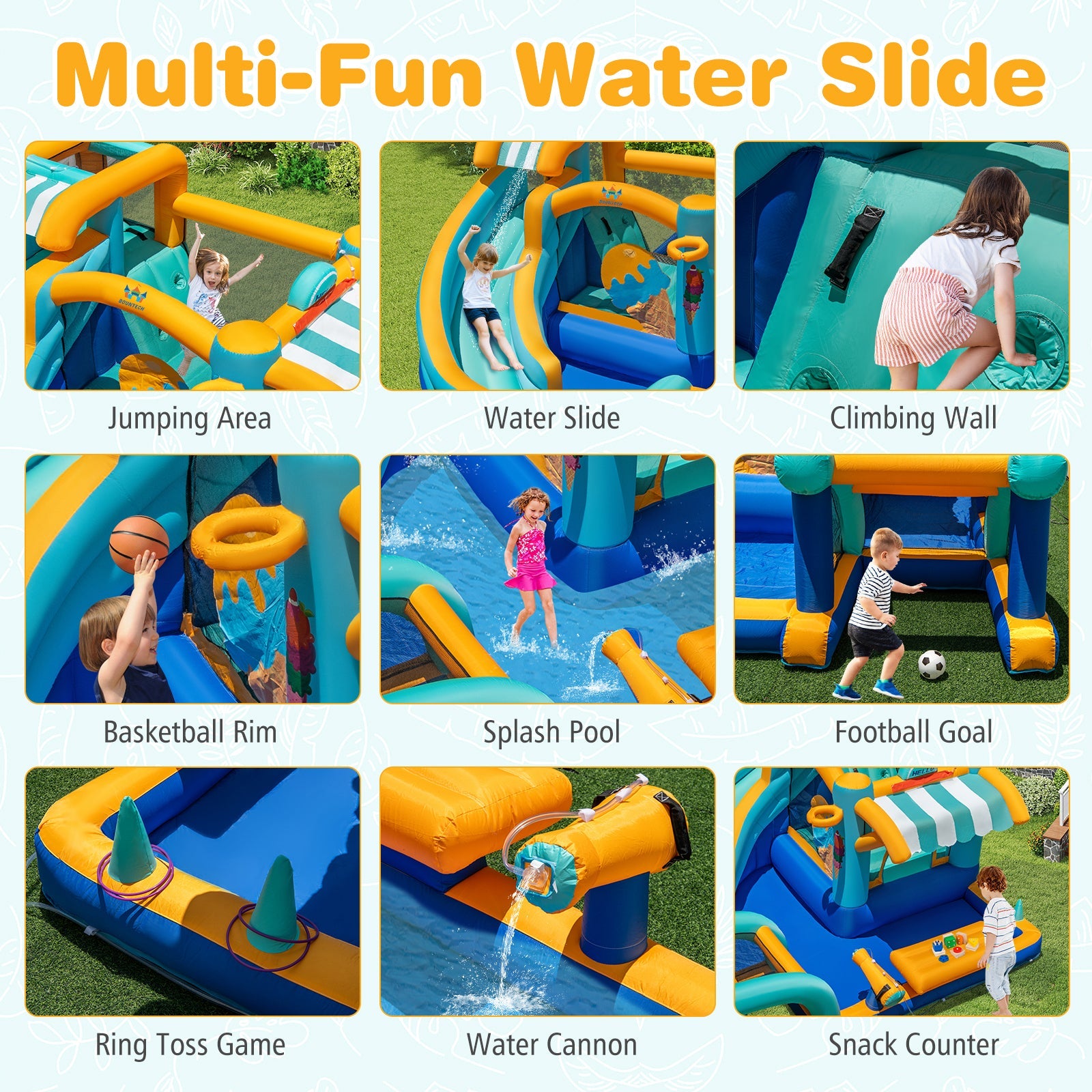 Costway Inflatable Water Slide Bounce House Kids Jump Castle w/ 680W Blower 278369514 New