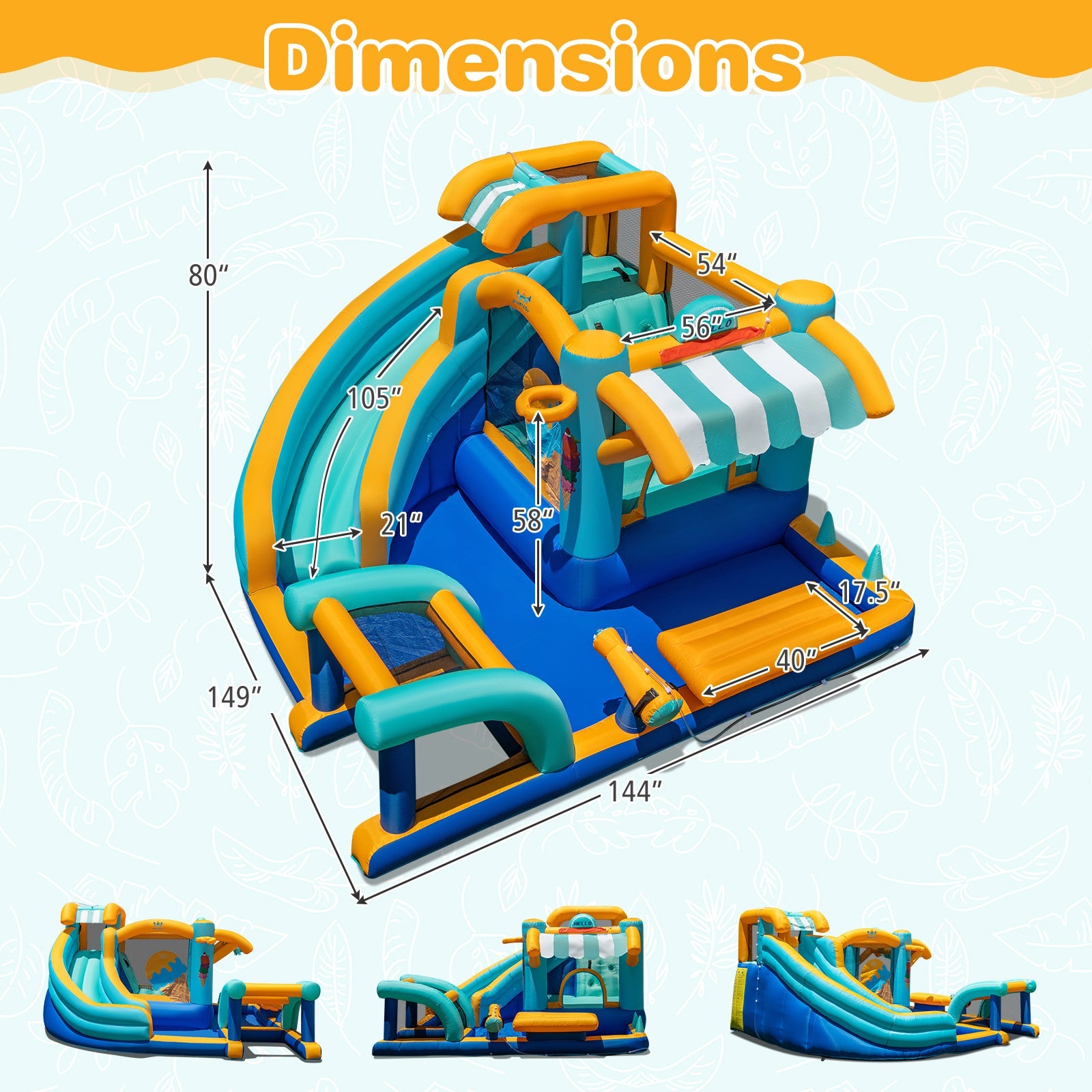Costway Inflatable Water Slide Bounce House Kids Jump Castle w/ 680W Blower 278369514 New