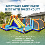 Costway Giant Soccer-Themed Inflatable Water Slide w/ 735W Blower 26943871 New