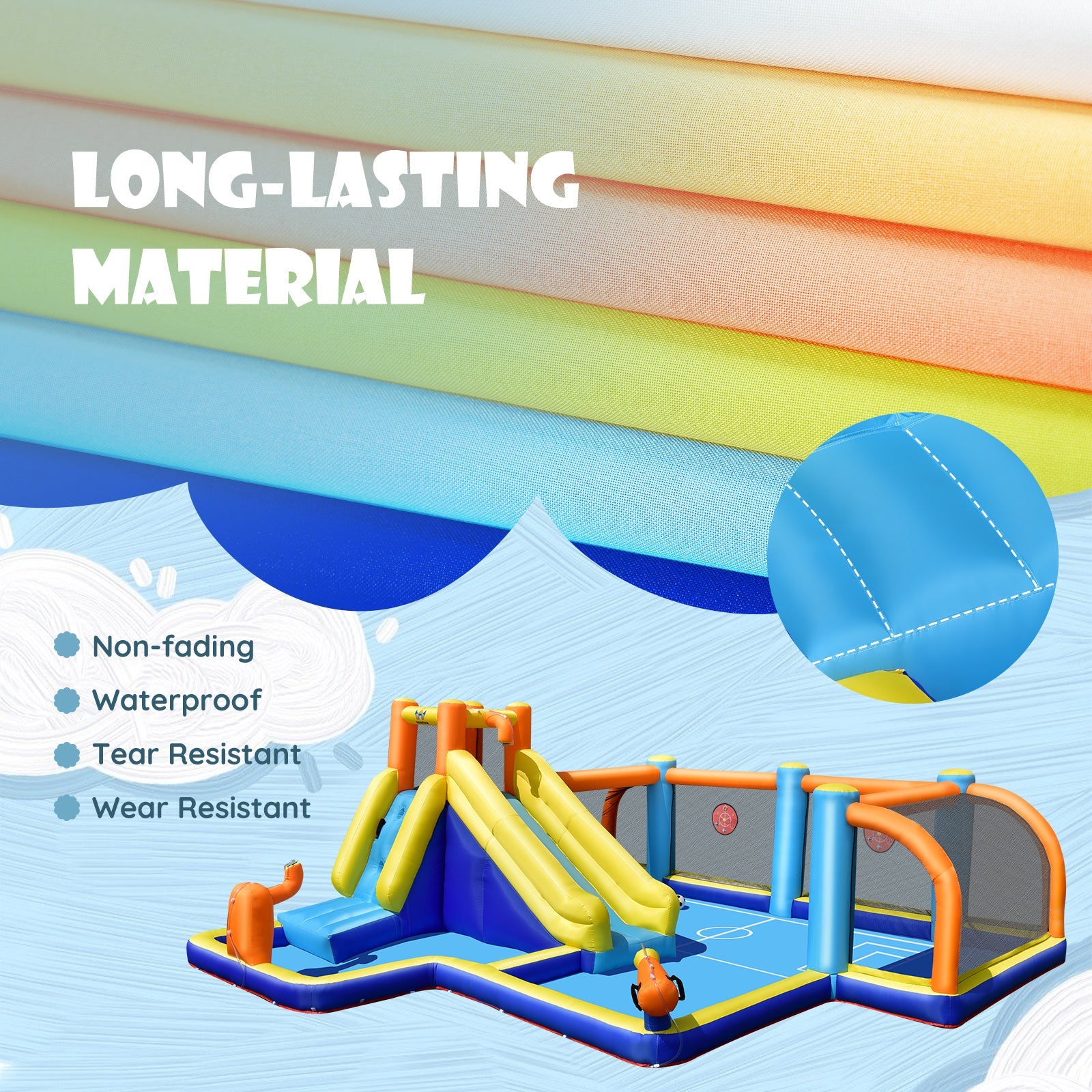 Costway Giant Soccer-Themed Inflatable Water Slide w/ 735W Blower 26943871 New
