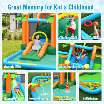 Costway 7-in-1 Inflatable Water Slide Park w/ 780W Blower 71962345 New
