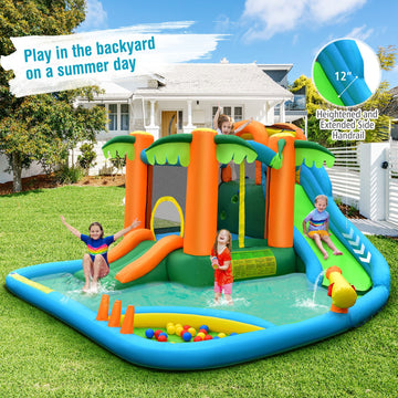 Costway 7-in-1 Inflatable Water Slide Park w/ 780W Blower 71962345 New