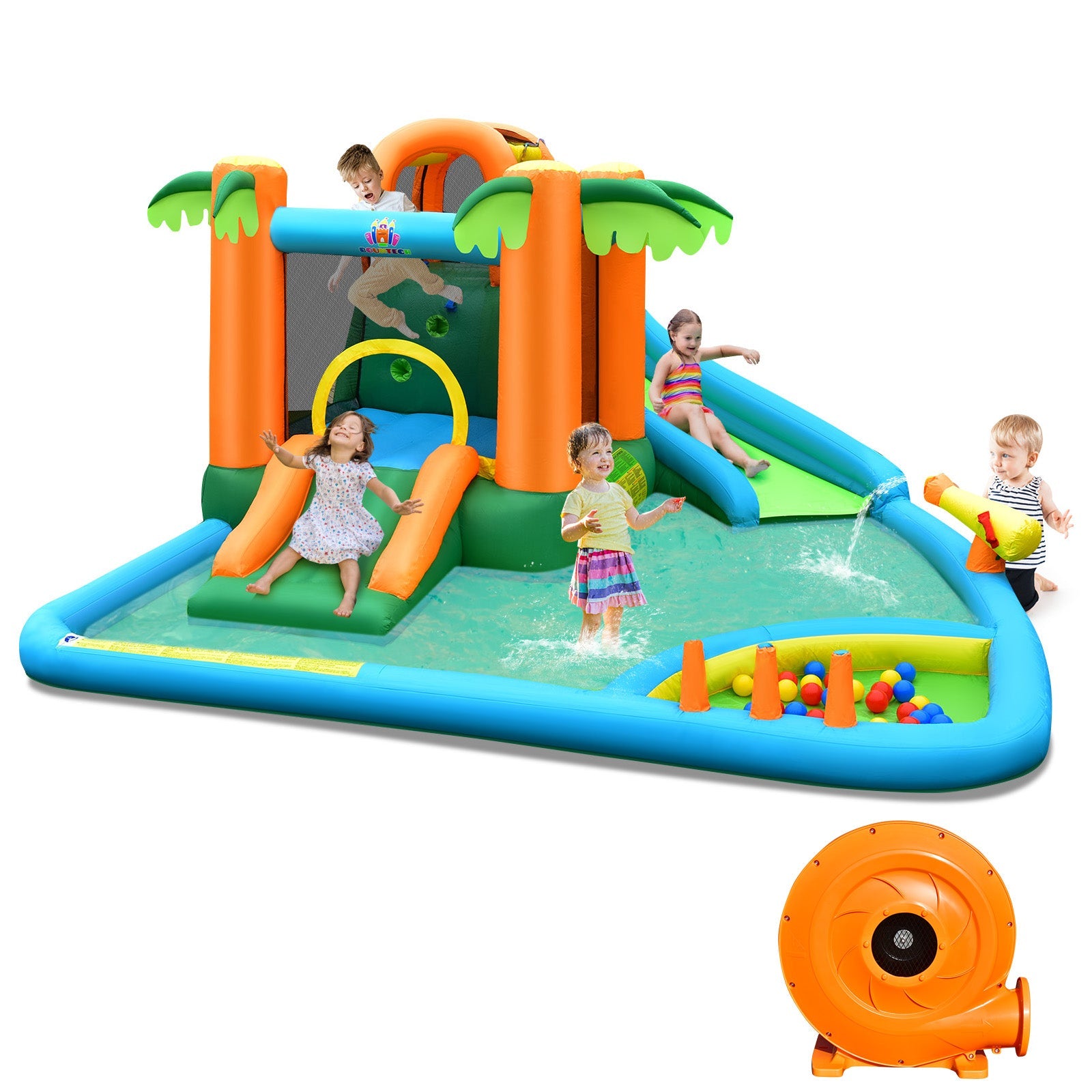 Costway 7-in-1 Inflatable Water Slide Park w/ 780W Blower 71962345 New