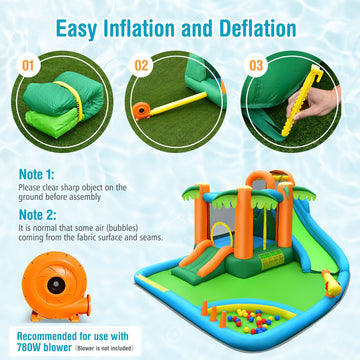 Costway 7-in-1 Inflatable Water Slide Park w/ 780W Blower 71962345 New