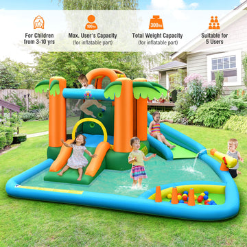 Costway 7-in-1 Inflatable Water Slide Park w/ 780W Blower 71962345 New