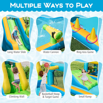Costway Tropical Theme Dual Slide Inflatable Water Park w/ 735W Blower 738924156 New