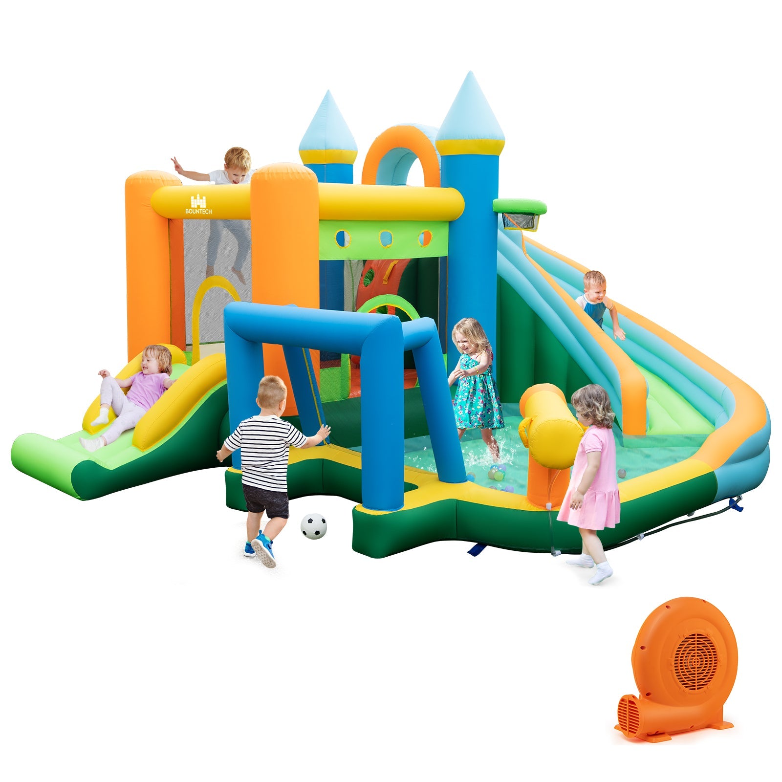 Costway Inflatable Water Slide Bounce House Dual Slides Splash Pool w/ 680W Blower 42617895 New