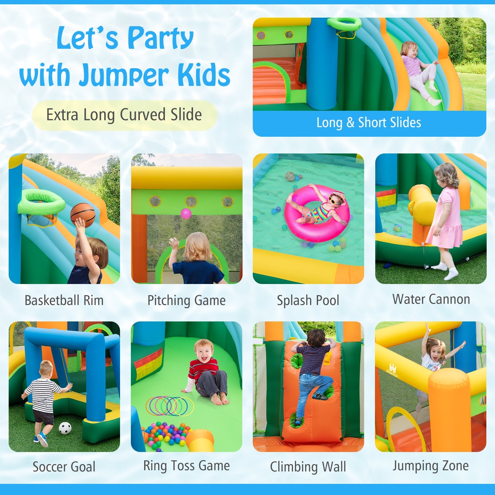 Costway Inflatable Water Slide Bounce House Dual Slides Splash Pool w/ 680W Blower 42617895 New