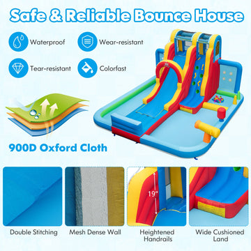 Costway Inflatable Water Park Long Slide Splash Pools Ball Pit w/ 680W Blower 81754936 New