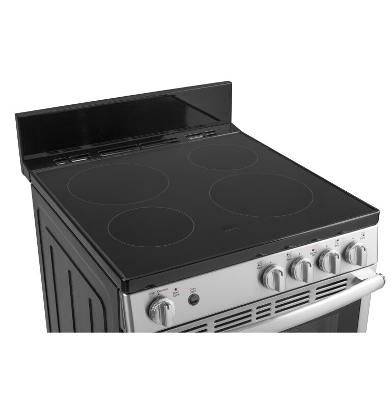 GE  24" Free-Standing/Slide-in Front Control Range with Steam Clean and Large Window - Stainless Steel (JAS640RMSS)