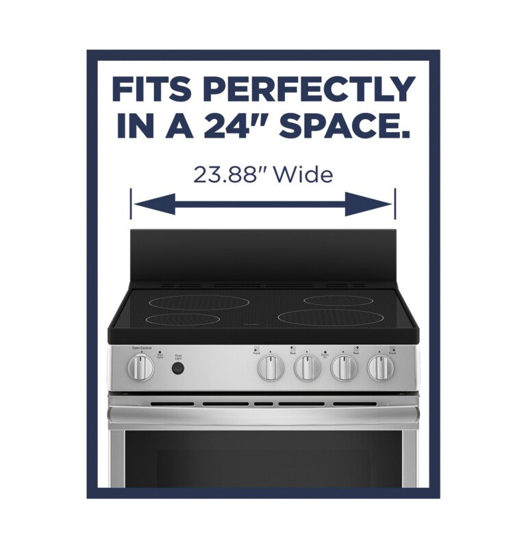 GE  24" Free-Standing/Slide-in Front Control Range with Steam Clean and Large Window - Stainless Steel (JAS640RMSS)