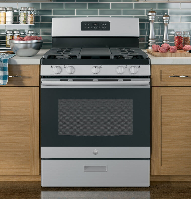 GE  30" Free-Standing Gas Range - Stainless Steel/Black (JGBS66REKSS)