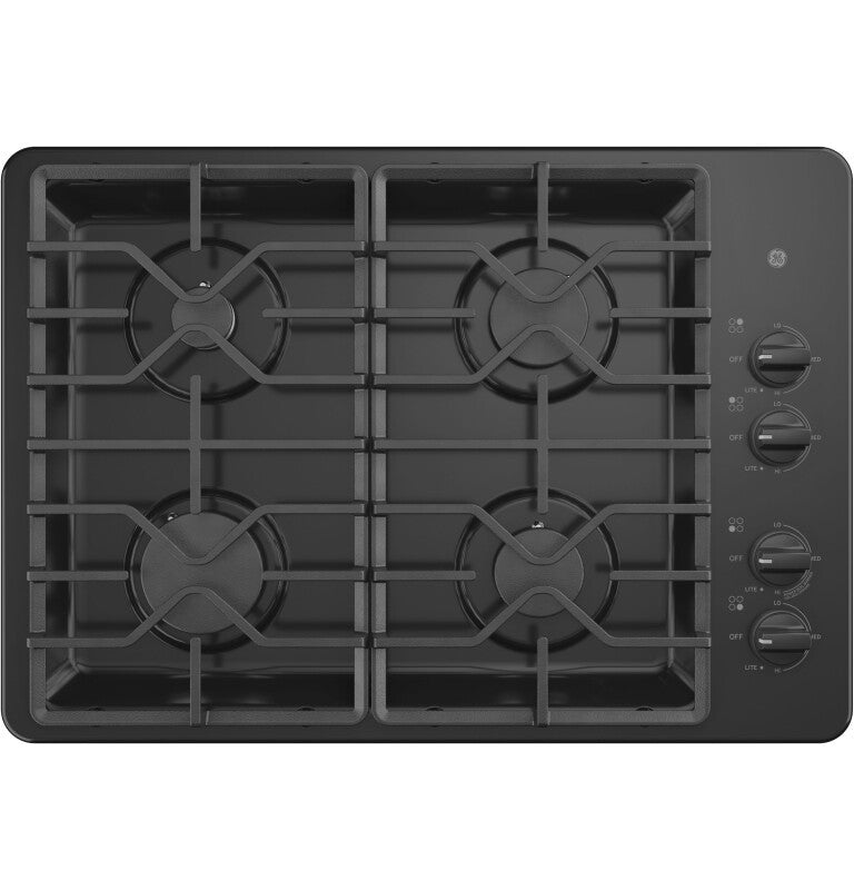 GE  30" Built-In Gas Cooktop with Dishwasher-Safe Grates - Black (JGP3030DLBB)