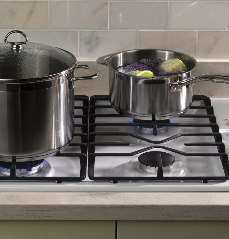 GE  30" Built-In Gas Cooktop with Dishwasher-Safe Grates - White (JGP3030DLWW)