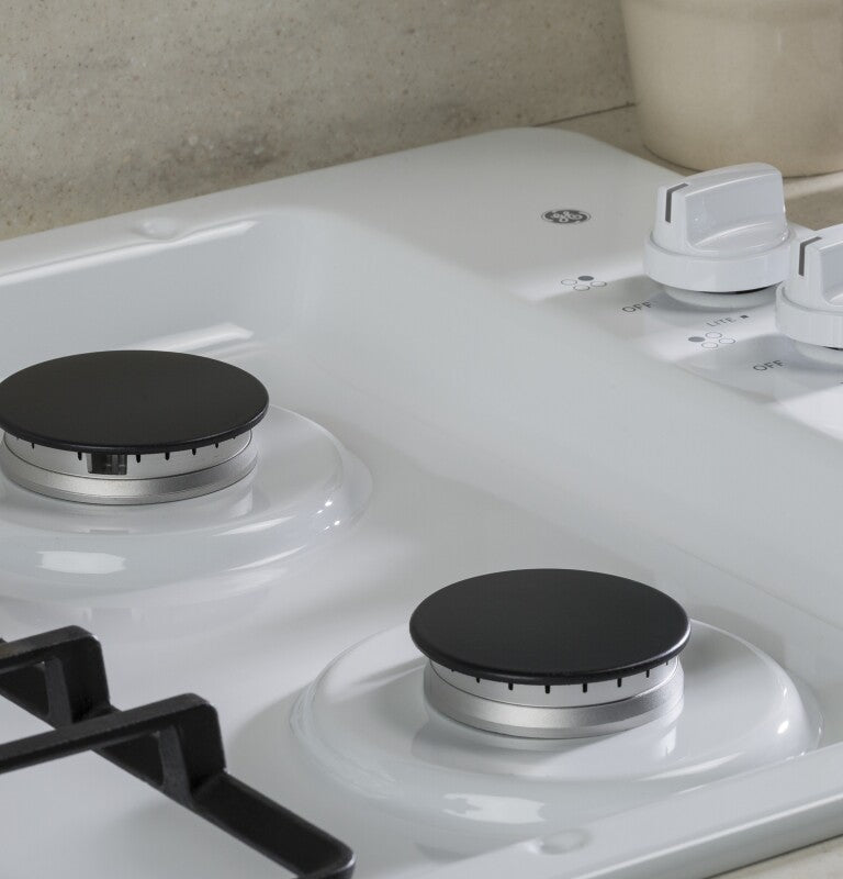 GE  30" Built-In Gas Cooktop with Dishwasher-Safe Grates - White (JGP3030DLWW)