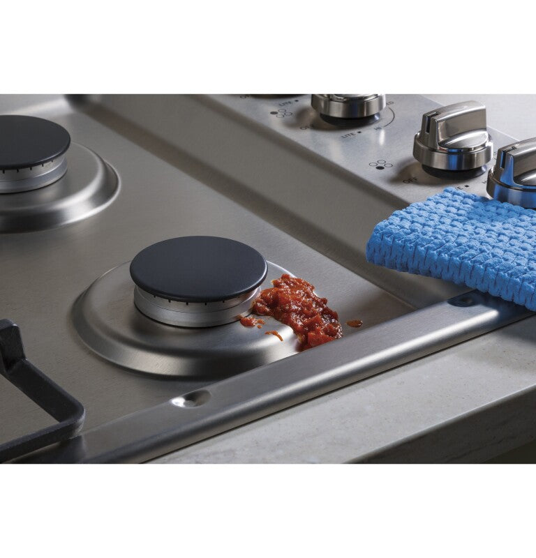 GE  30" Built-In Gas Cooktop with Dishwasher-Safe Grates - Stainless Steel (JGP3030SLSS)