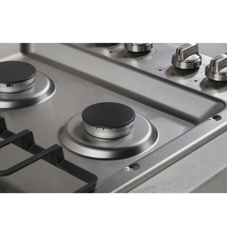 GE  30" Built-In Gas Cooktop with Dishwasher-Safe Grates - Stainless Steel (JGP3030SLSS)