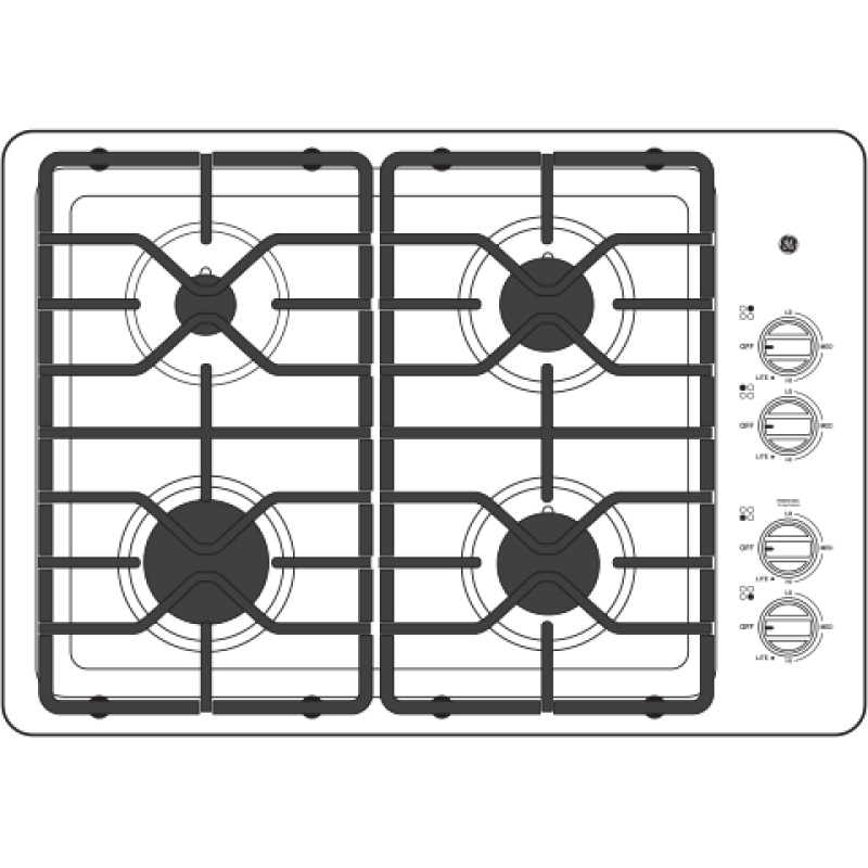 GE  30" Built-In Gas Cooktop with Dishwasher-Safe Grates - Stainless Steel (JGP3030SLSS)