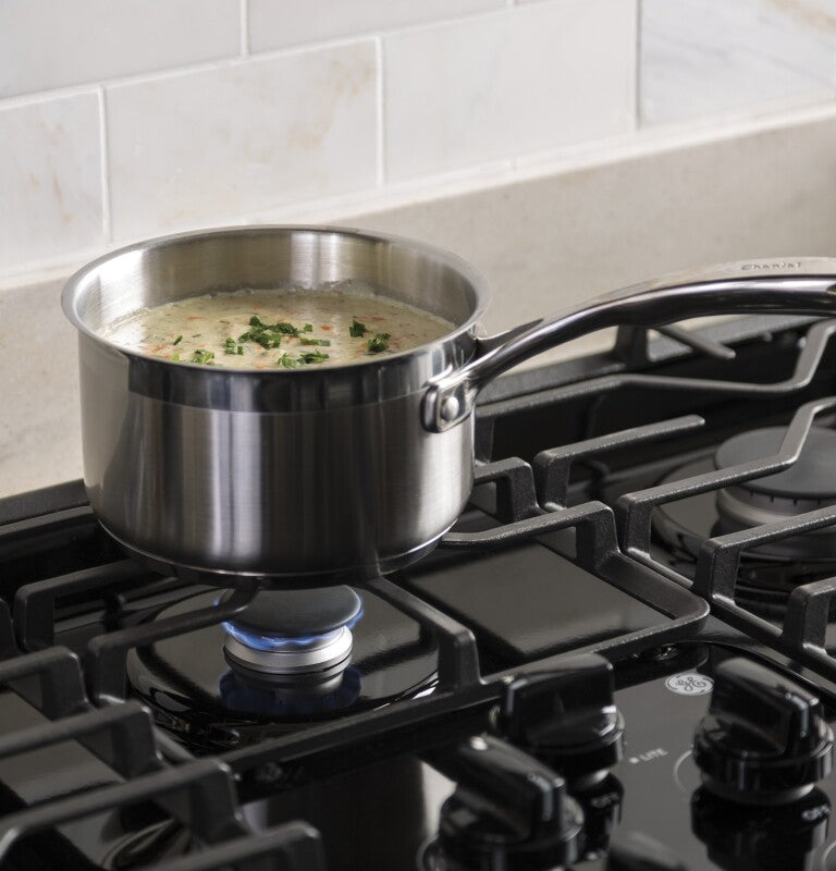 GE  36" Built-In Gas Cooktop with Dishwasher-Safe Grates - Black (JGP3036DLBB)