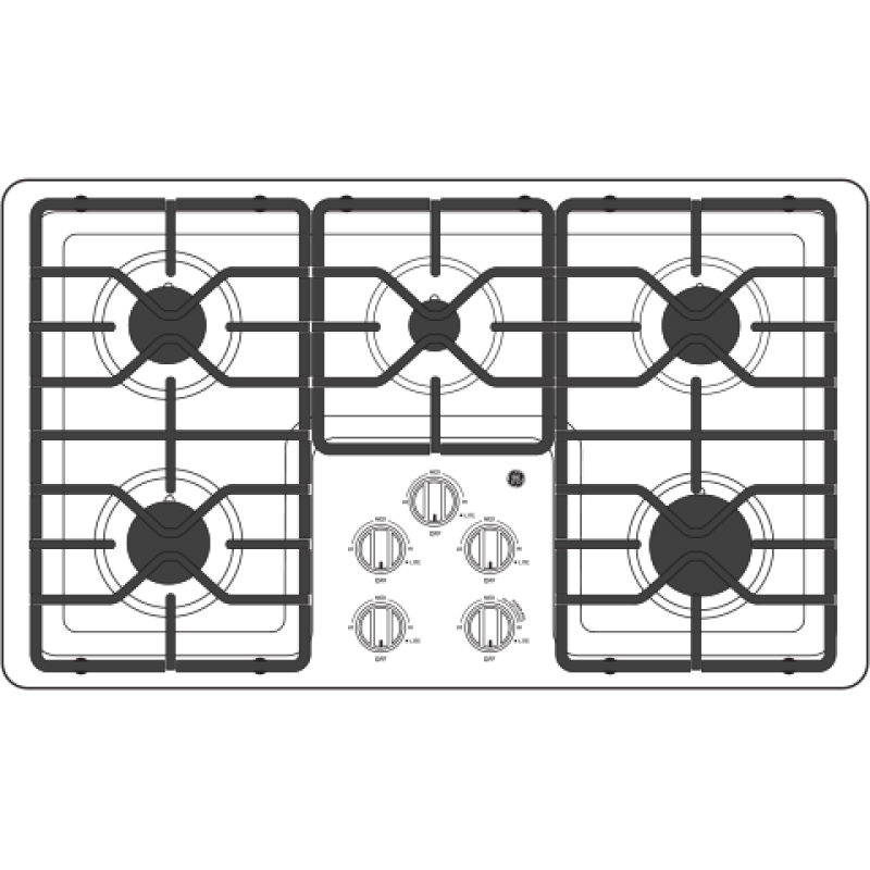 GE  36" Built-In Gas Cooktop with Dishwasher-Safe Grates - Black (JGP3036DLBB)