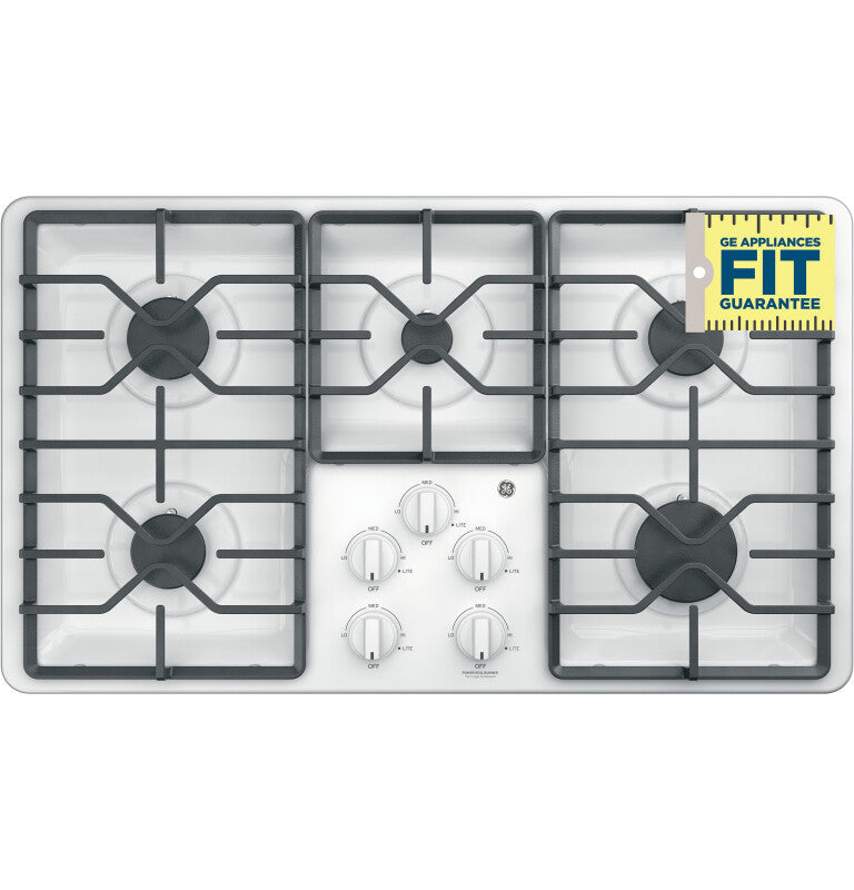 GE  36" Built-In Gas Cooktop with Dishwasher-Safe Grates - White (JGP3036DLWW)