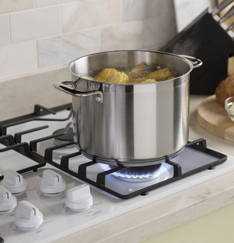 GE  36" Built-In Gas Cooktop with Dishwasher-Safe Grates - White (JGP3036DLWW)