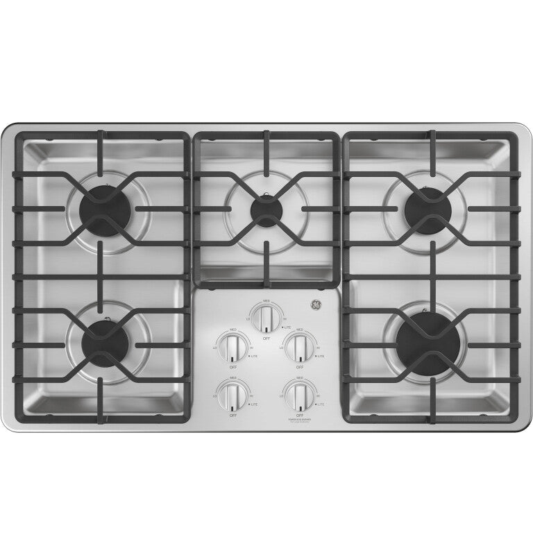 GE  36" Built-In Gas Cooktop with Dishwasher-Safe Grates - Stainless Steel (JGP3036SLSS)