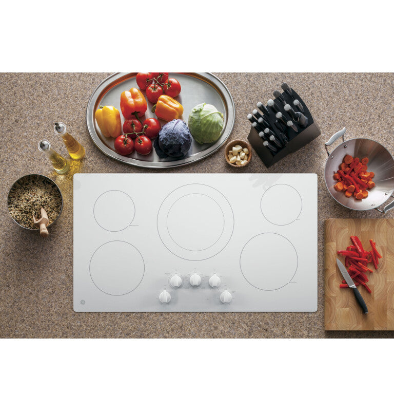 GE  36" Built-In Knob Control Electric Cooktop - White (JP3036TLWW)